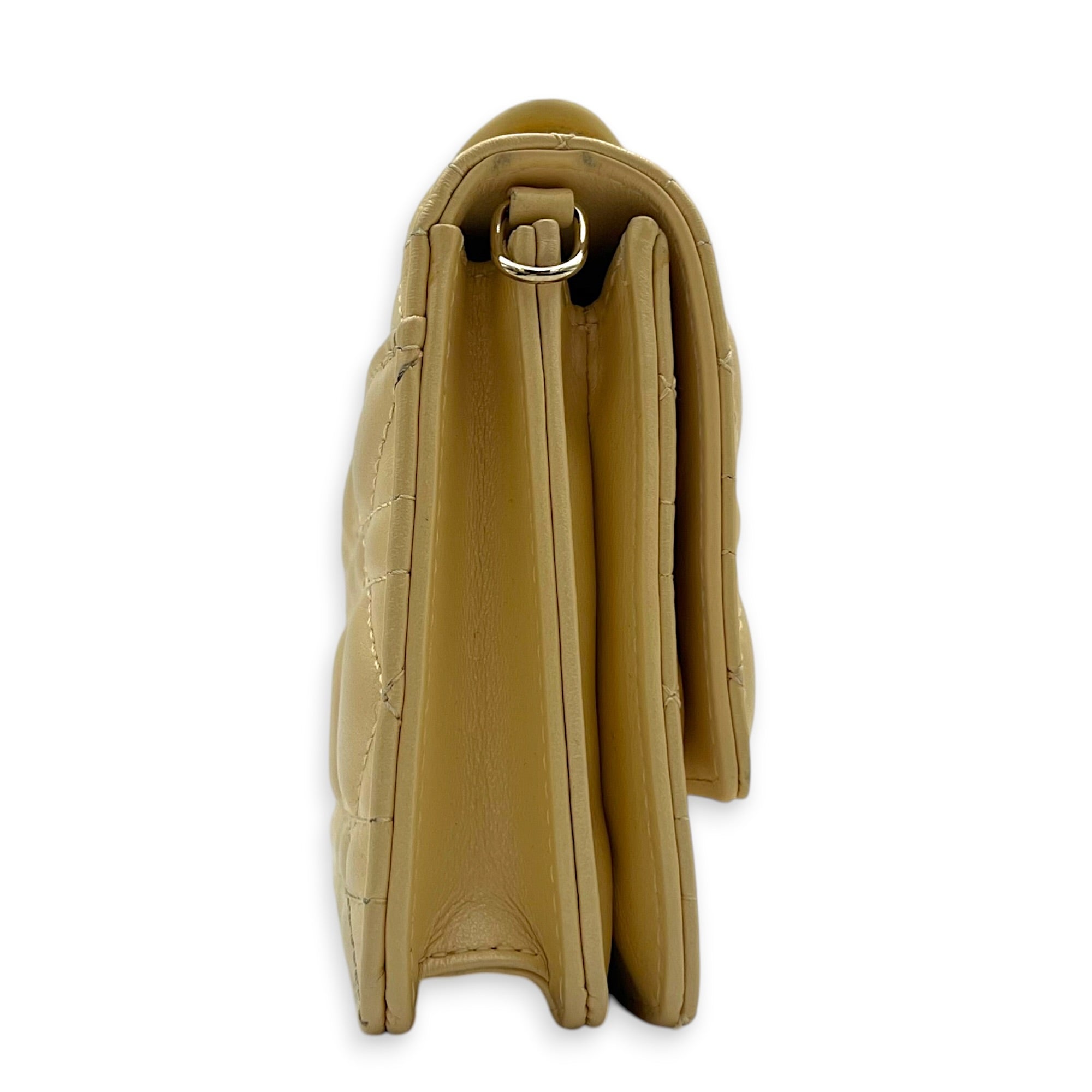 My Dior Metallic Yellow Shoulder Bag in Lambskin, Silver hardware