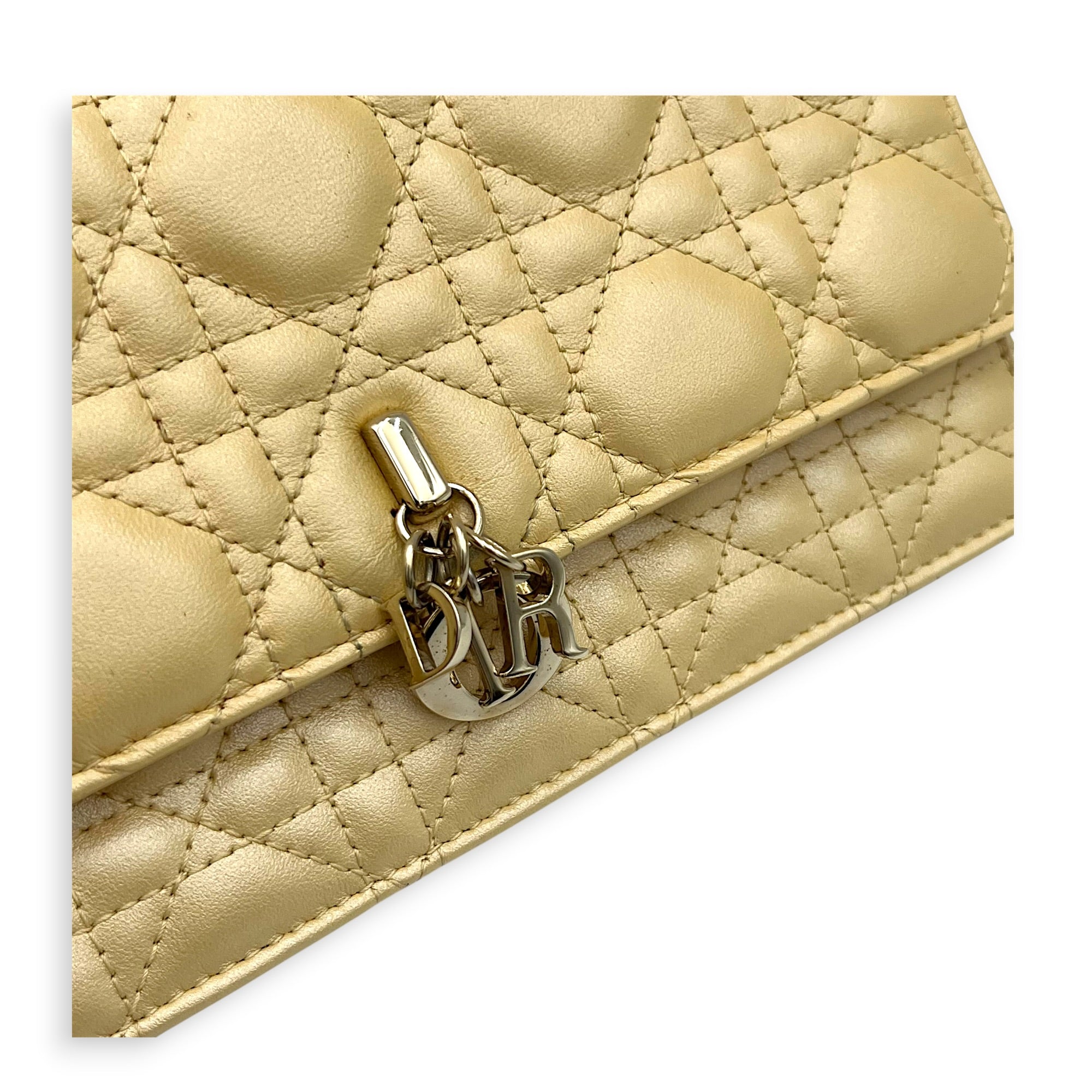 My Dior Metallic Yellow Shoulder Bag in Lambskin, Silver hardware