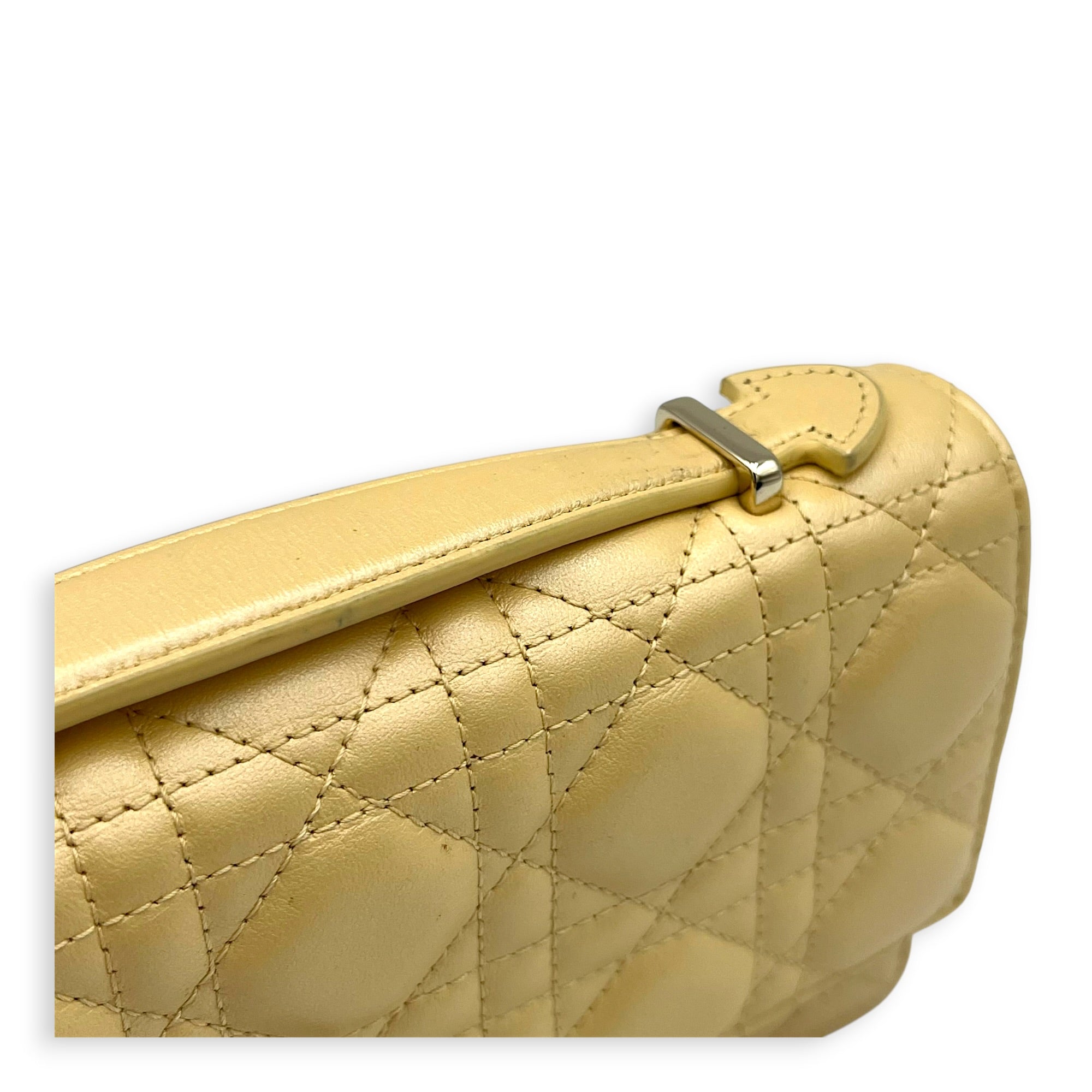 My Dior Metallic Yellow Shoulder Bag in Lambskin, Silver hardware