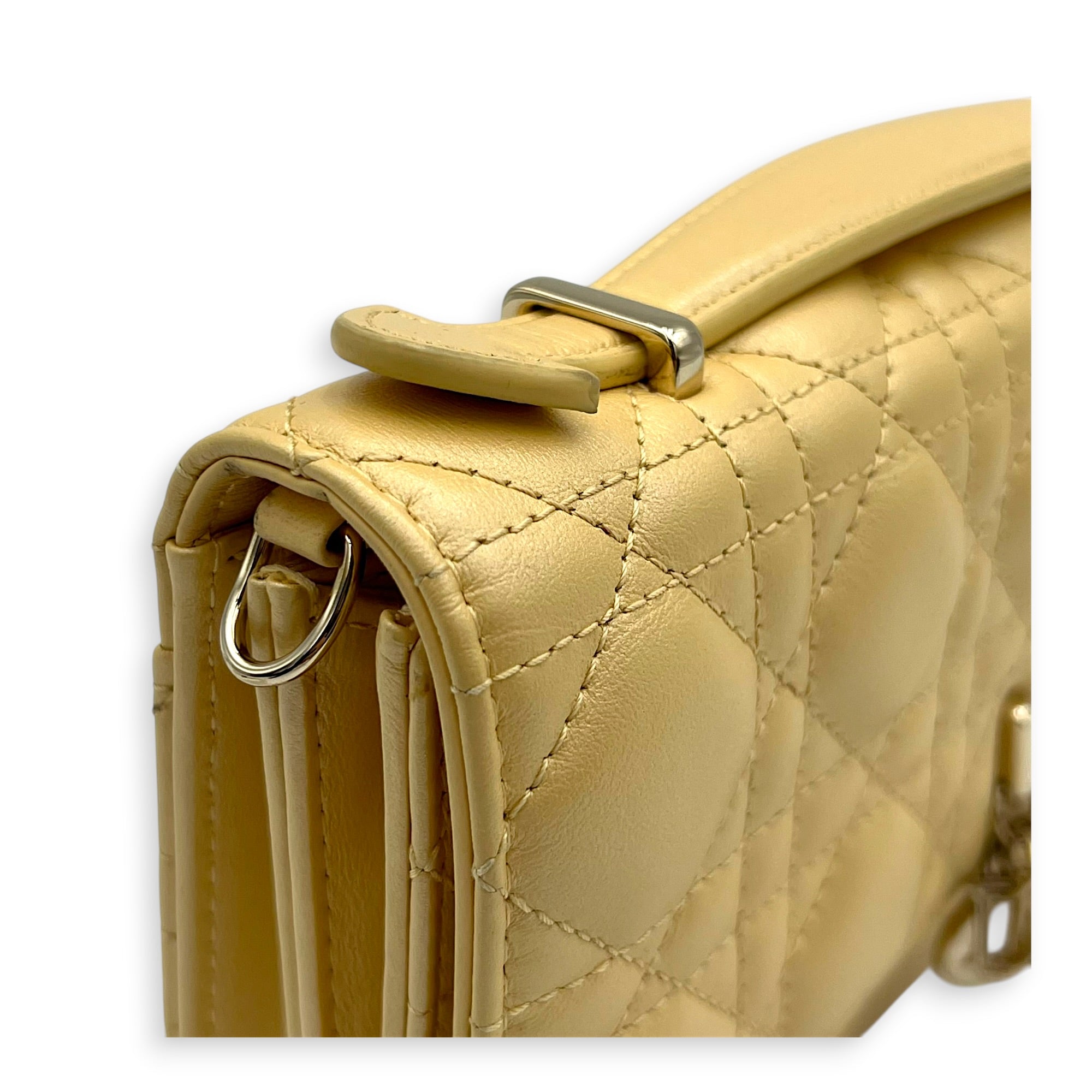My Dior Metallic Yellow Shoulder Bag in Lambskin, Silver hardware