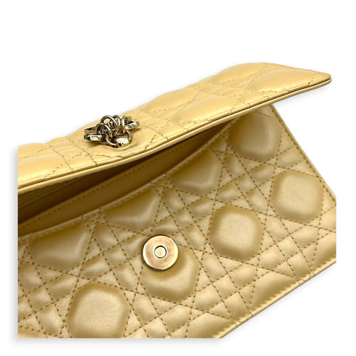 My Dior Metallic Yellow Shoulder Bag in Lambskin, Silver hardware