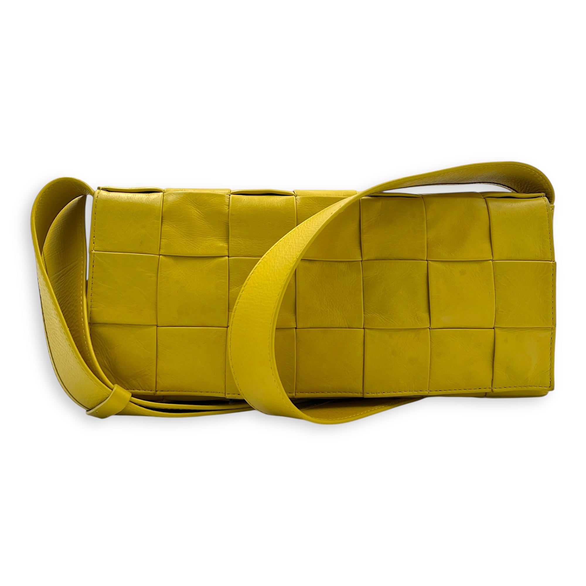 Cassette Crossbody Bag Yellow in Calfskin