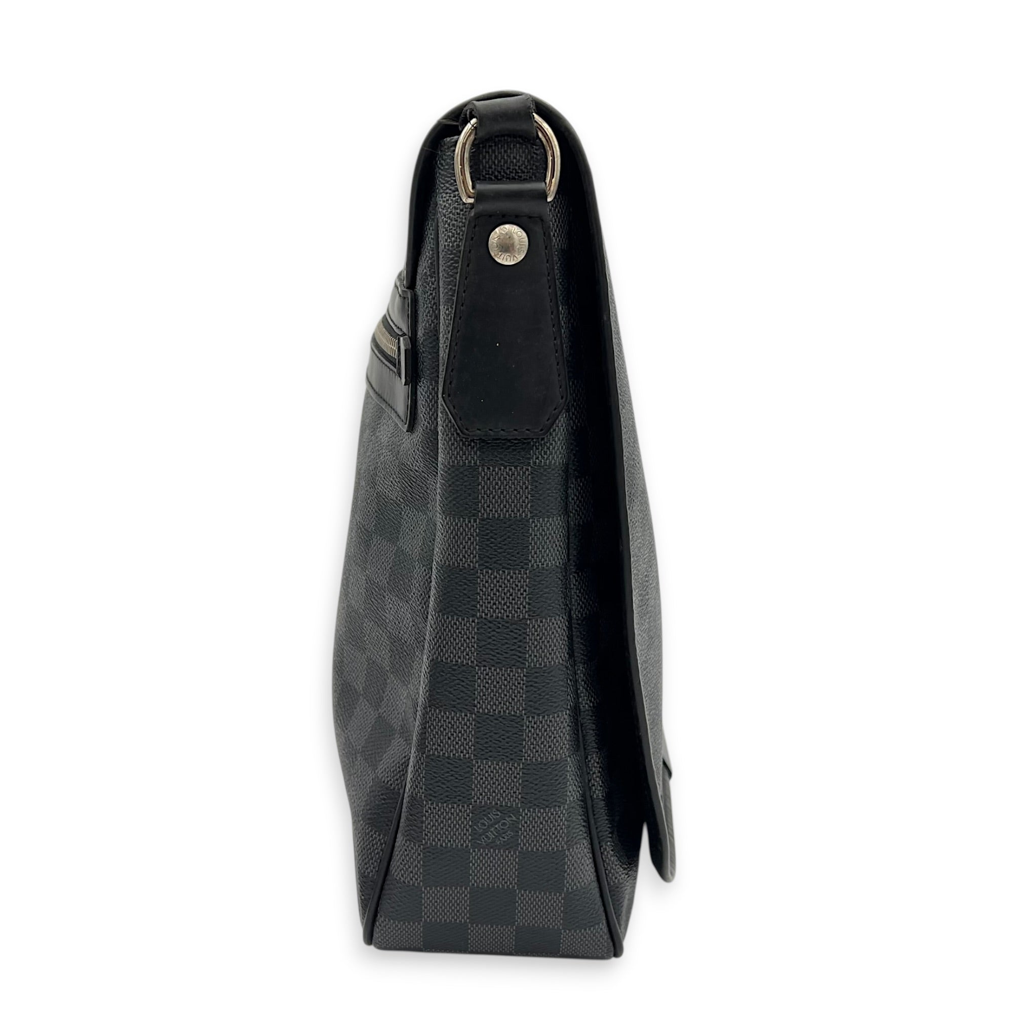 Daniel Shoulder Bag Black in Coated Canvas, Silver hardware