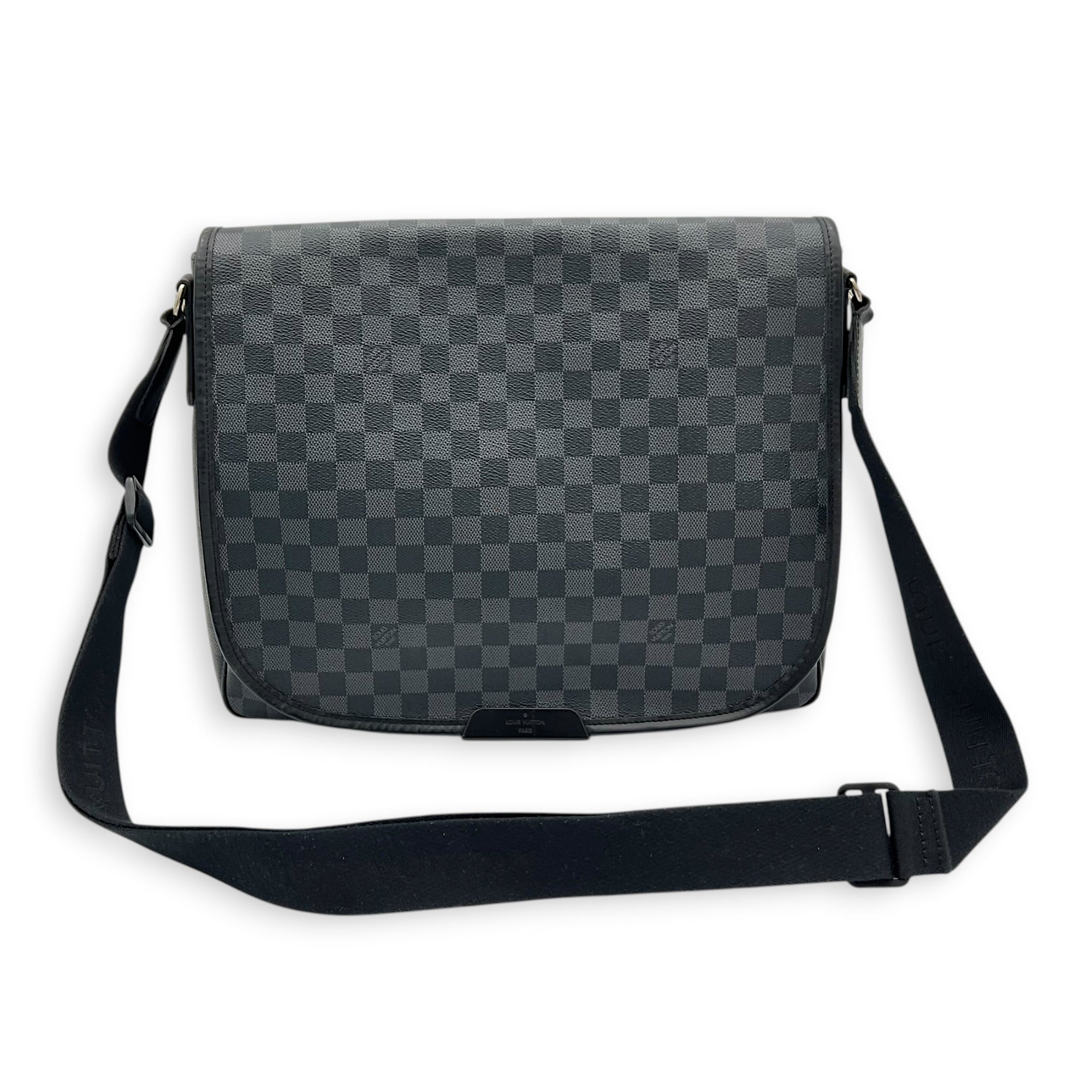 Daniel Shoulder Bag Black in Coated Canvas, Silver hardware