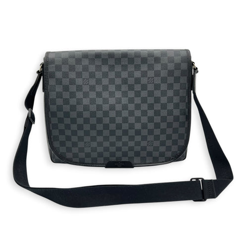 Daniel Shoulder Bag Black in Coated Canvas, Silver hardware