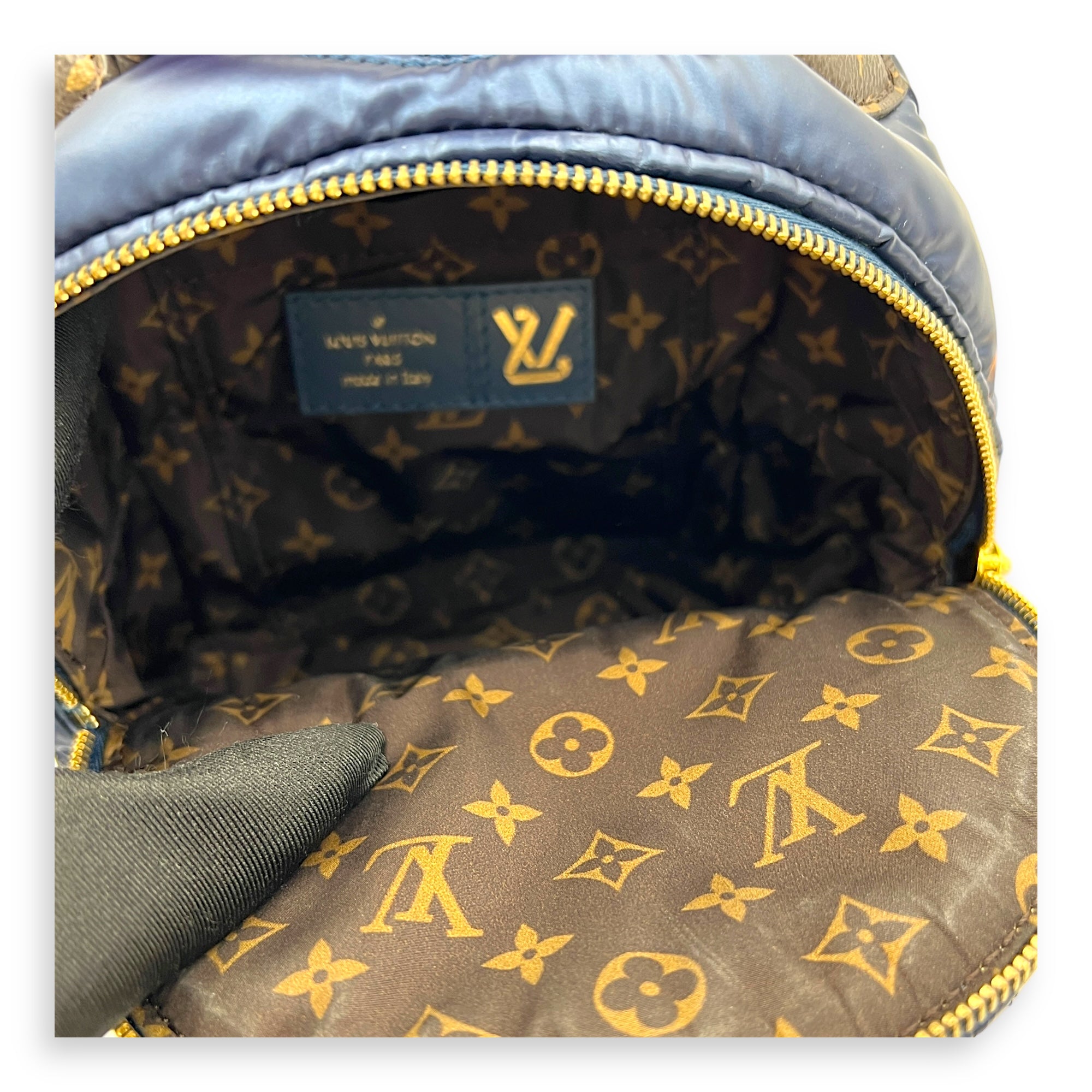 Palm Springs Pillow Black Backpack in Nylon, Gold hardware