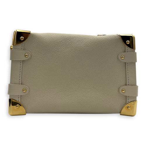 Side Trunk PM White Shoulder Bag in Taurillon Leather, Gold hardware