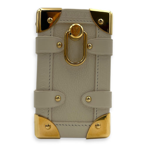 Side Trunk PM White Shoulder Bag in Taurillon Leather, Gold hardware