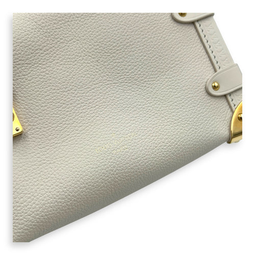 Side Trunk PM White Shoulder Bag in Taurillon Leather, Gold hardware