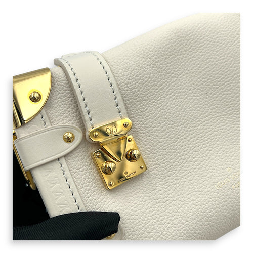 Side Trunk PM White Shoulder Bag in Taurillon Leather, Gold hardware