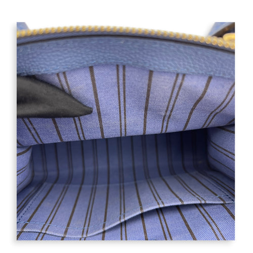 Pont Neuf Mini Blue Top Handle Bag in Empreinte Leather, Gold hardware