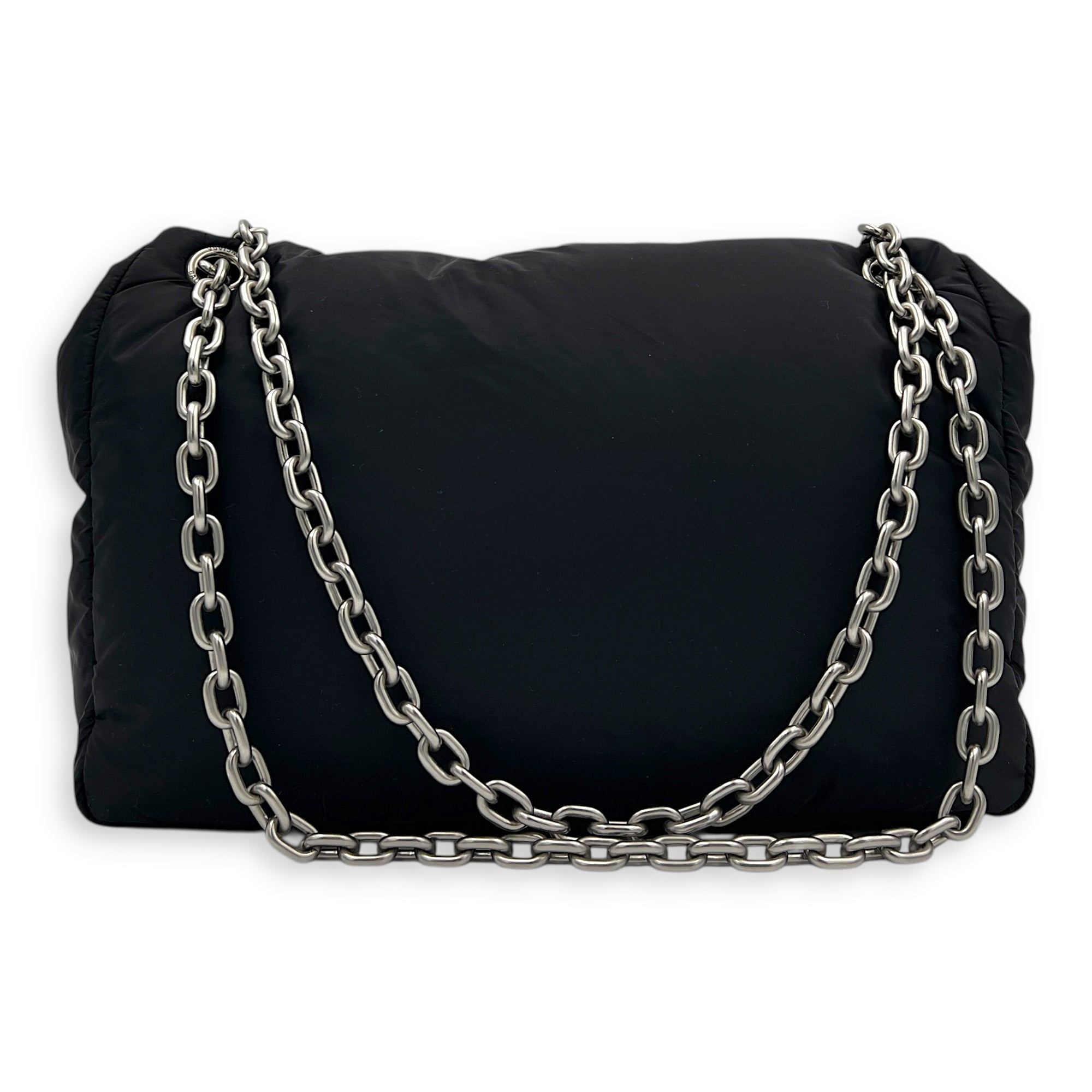 Monaco Shoulder Bag Black in Nylon, Silver hardware