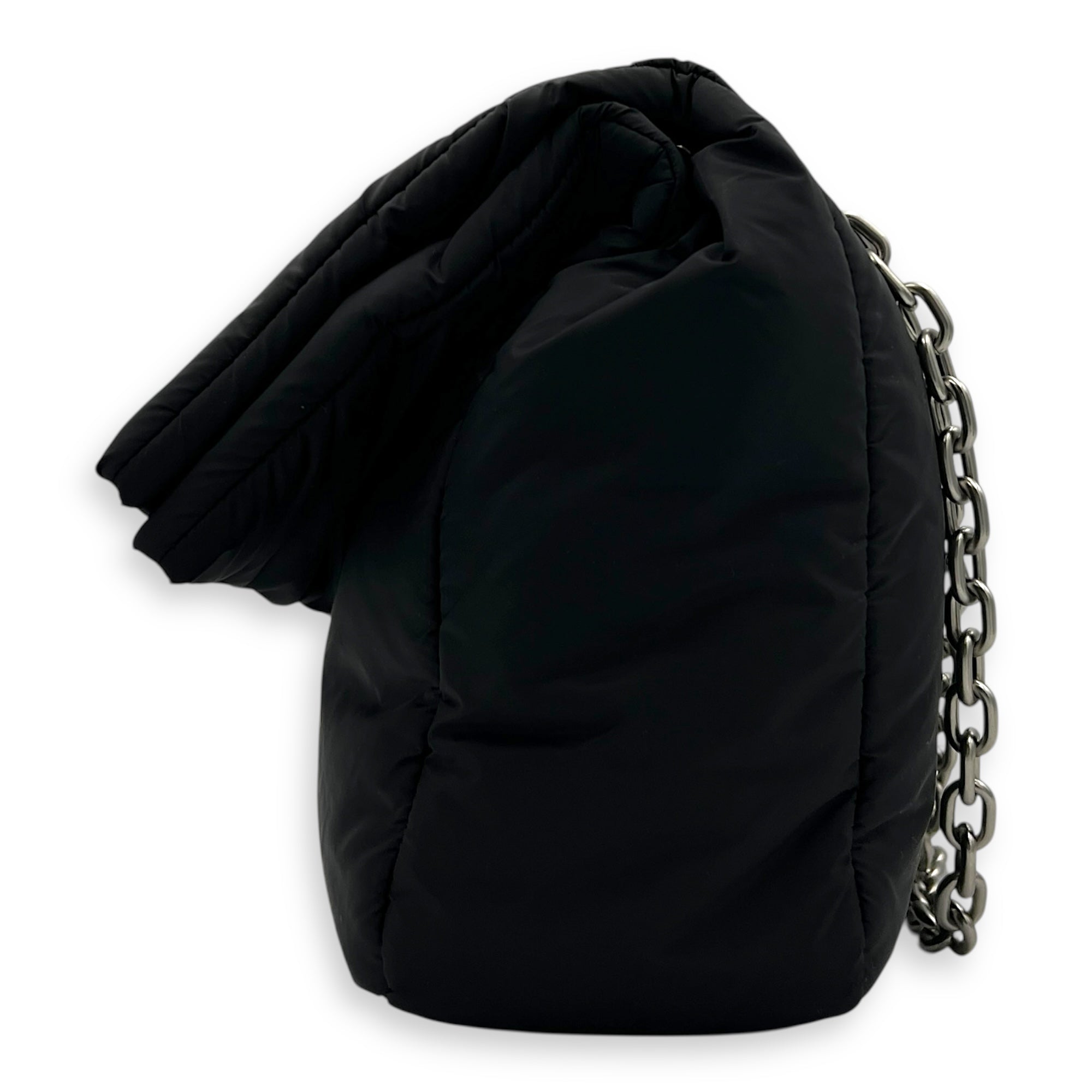 Monaco Shoulder Bag Black in Nylon, Silver hardware