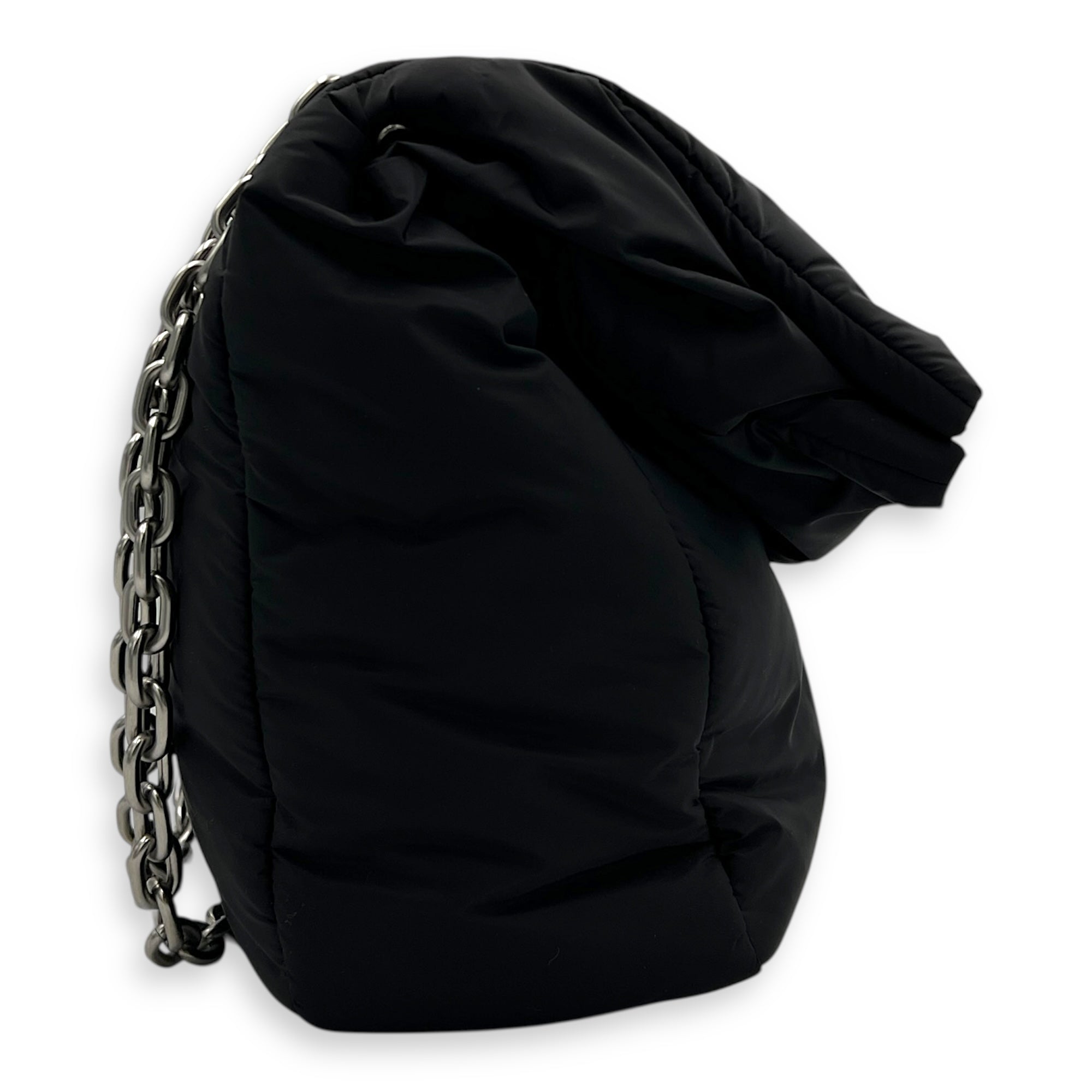 Monaco Shoulder Bag Black in Nylon, Silver hardware