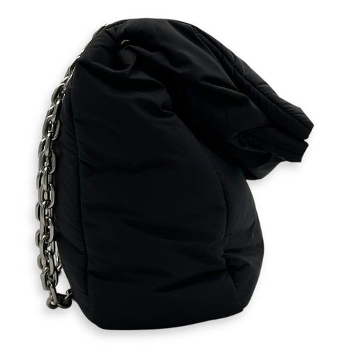 Monaco Shoulder Bag Black in Nylon, Silver hardware