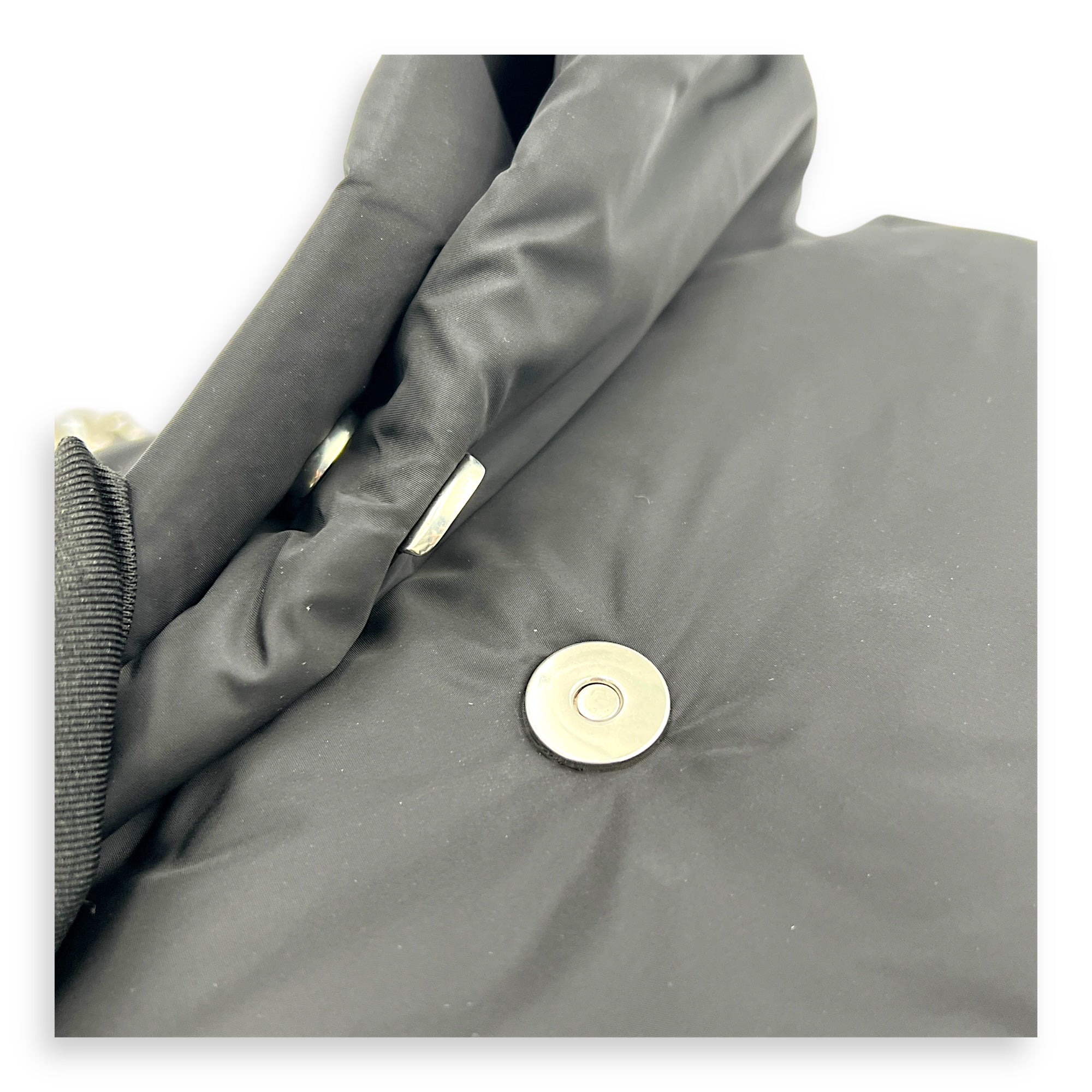 Monaco Shoulder Bag Black in Nylon, Silver hardware