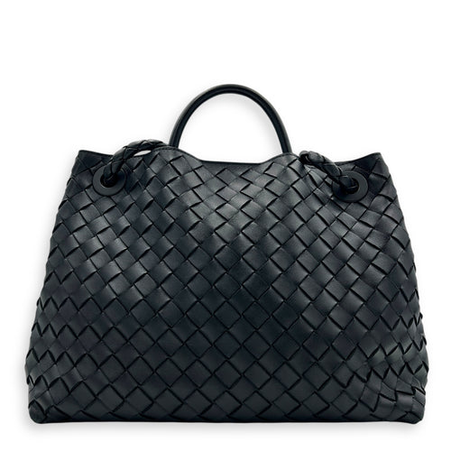 Andiamo Top Handle Bag Medium Black in Nappa Leather, Gold hardware