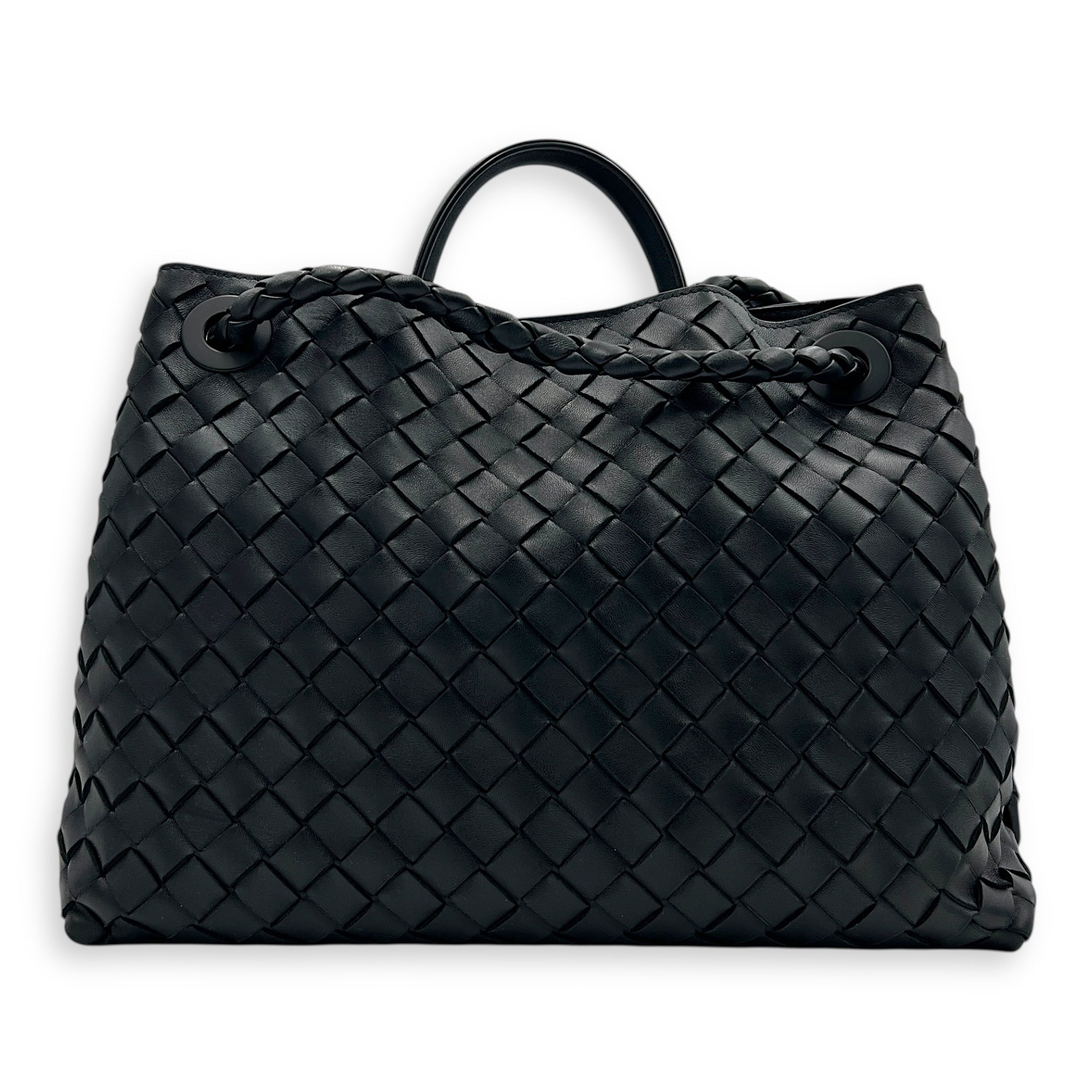 Andiamo Top Handle Bag Medium Black in Nappa Leather, Gold hardware