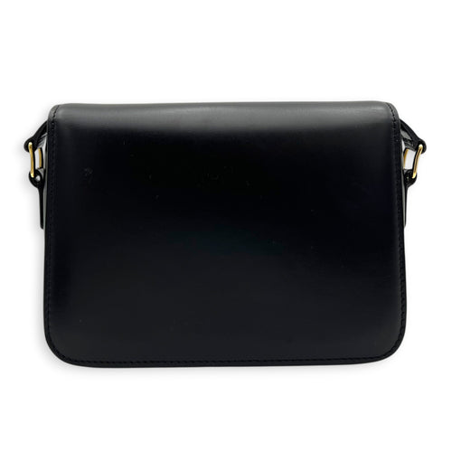 Triomphe Shoulder Bag Black in Calfskin, Gold hardware