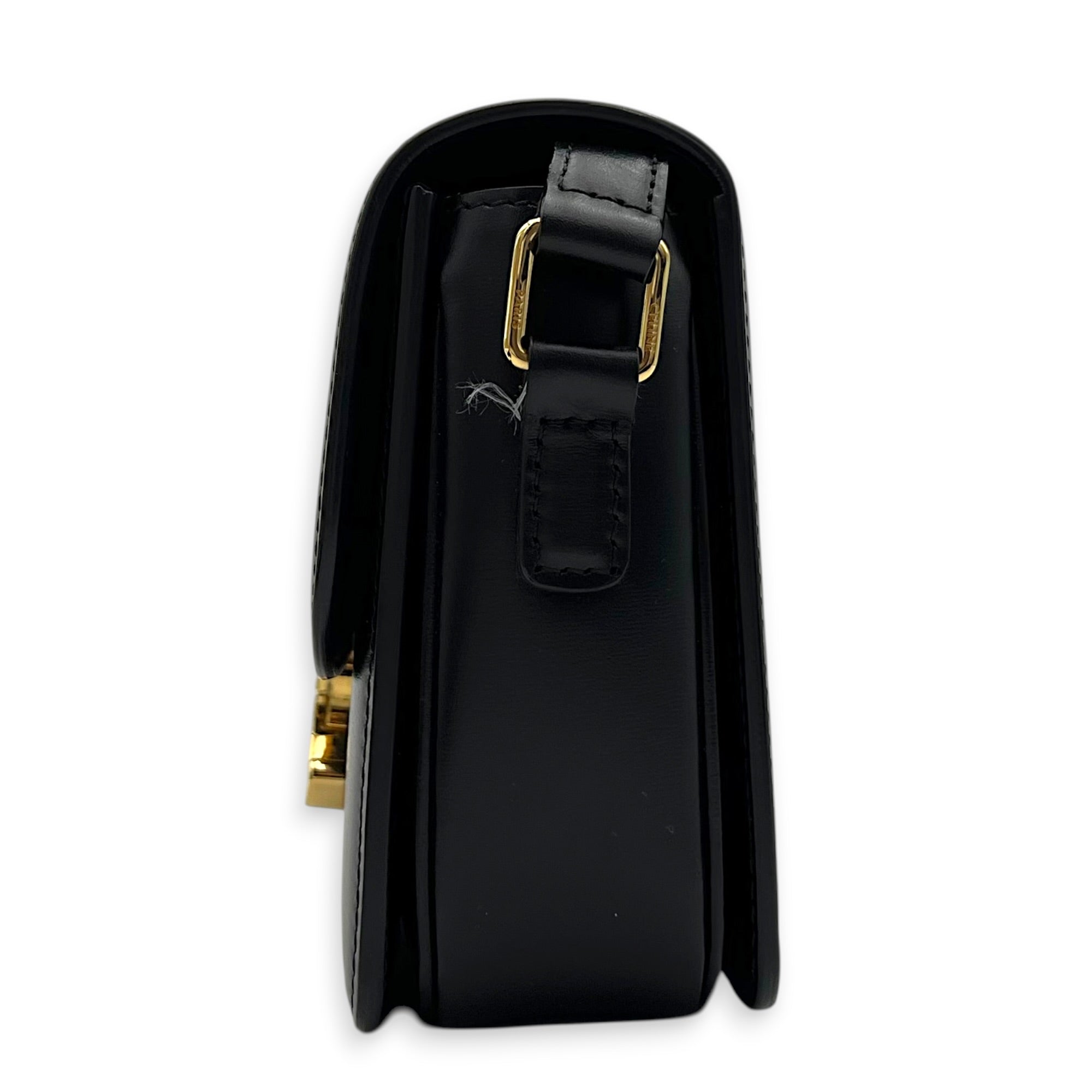 Triomphe Shoulder Bag Black in Calfskin, Gold hardware