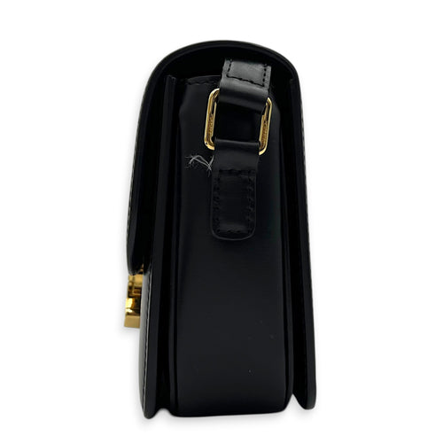Triomphe Shoulder Bag Black in Calfskin, Gold hardware