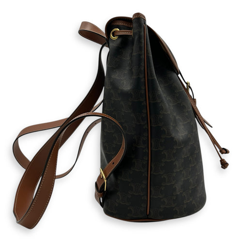Folco Backpack Brown in Monogram Coated Canvas, Gold hardware