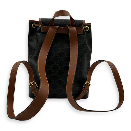 Folco Backpack Brown in Monogram Coated Canvas, Gold hardware