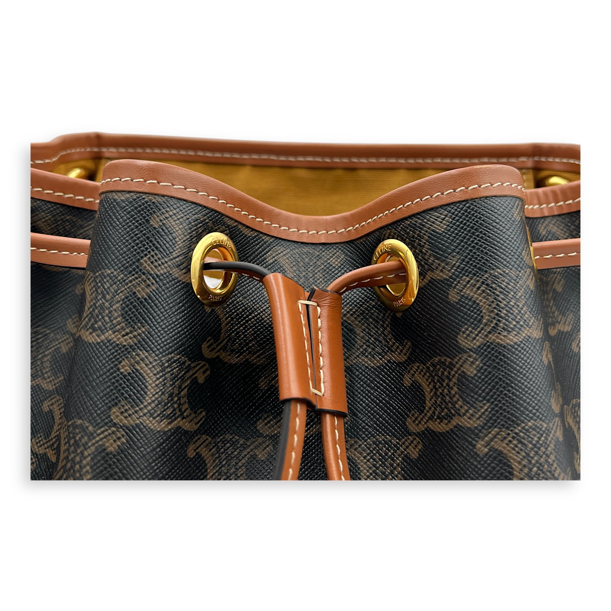 Folco Backpack Brown in Monogram Coated Canvas, Gold hardware
