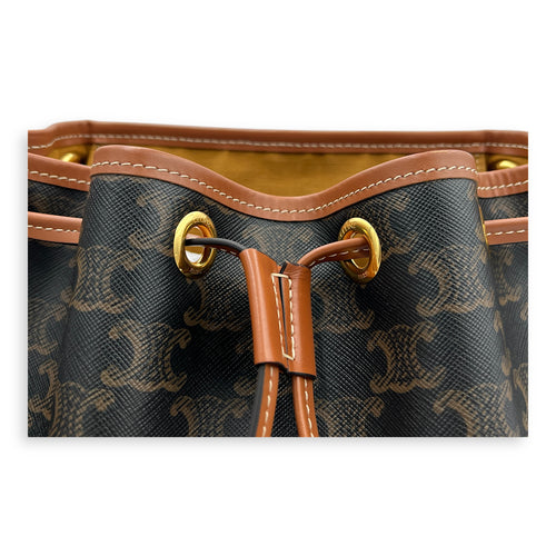 Folco Backpack Brown in Monogram Coated Canvas, Gold hardware