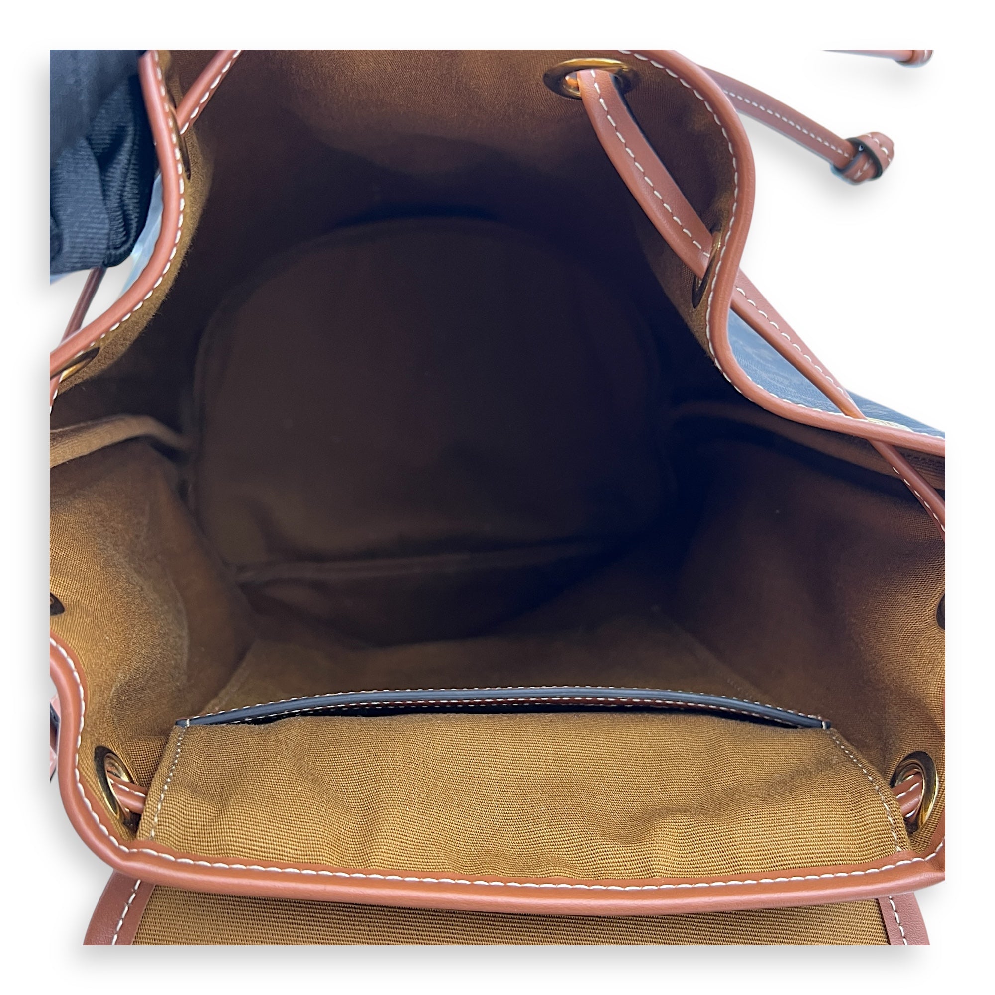 Folco Backpack Brown in Monogram Coated Canvas, Gold hardware