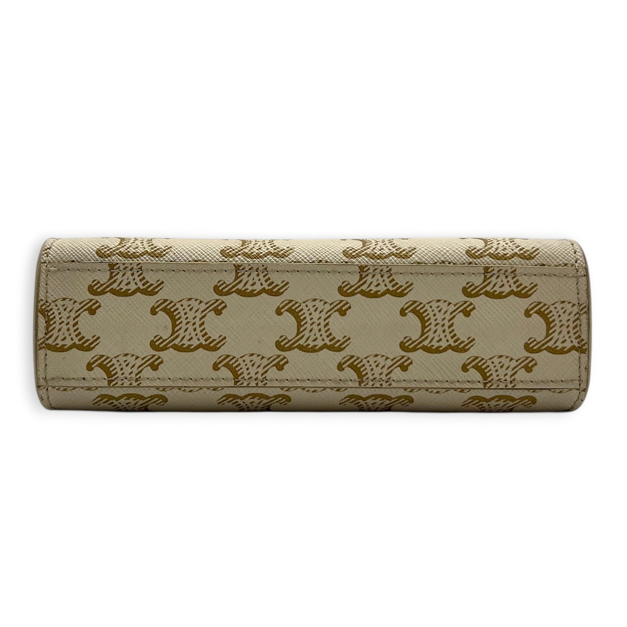 Cabas Vertical Top Handle Bag White in Coated Canvas, Gold hardware