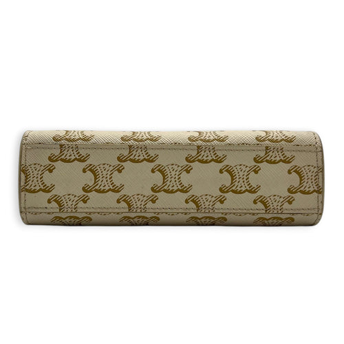 Cabas Vertical Top Handle Bag White in Coated Canvas, Gold hardware