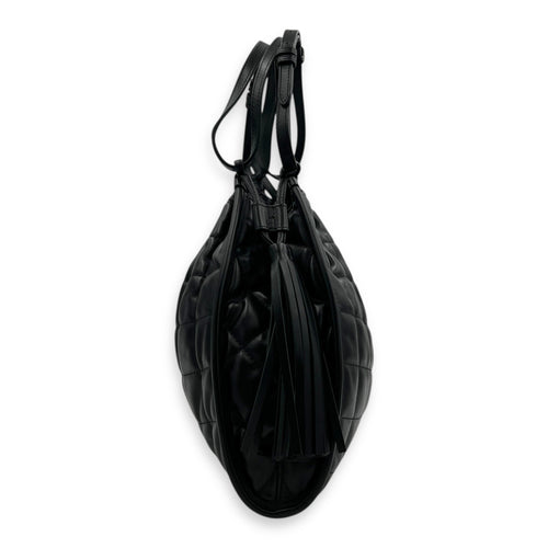 Deco Tote Bag Black in Calfskin, Silver hardware