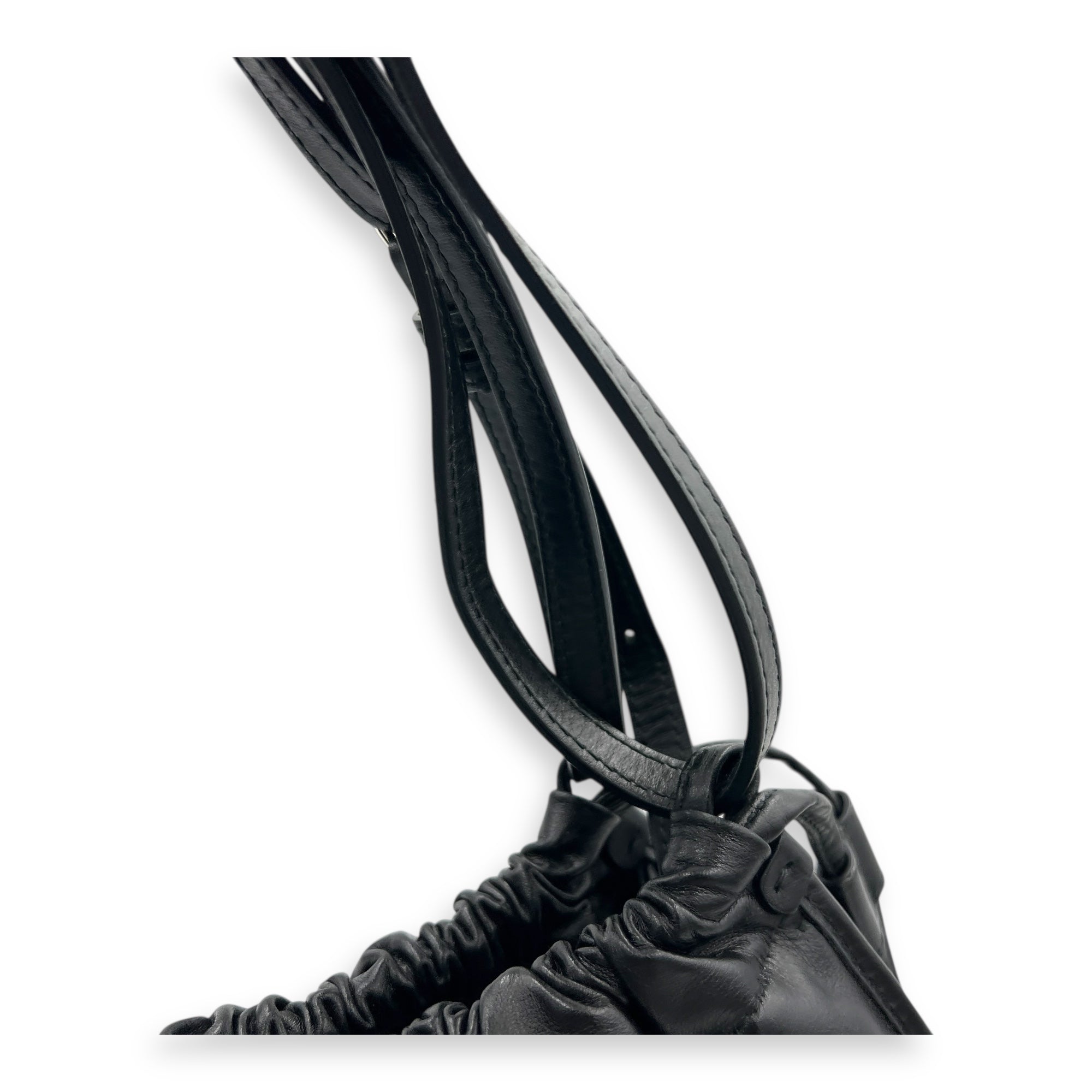 Deco Tote Bag Black in Calfskin, Silver hardware