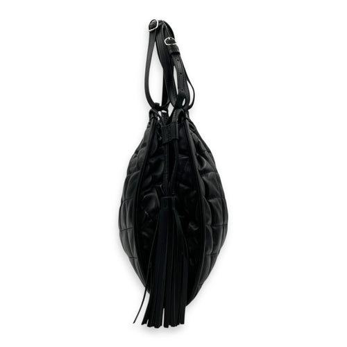 Deco Tote Bag Black in Calfskin, Silver hardware