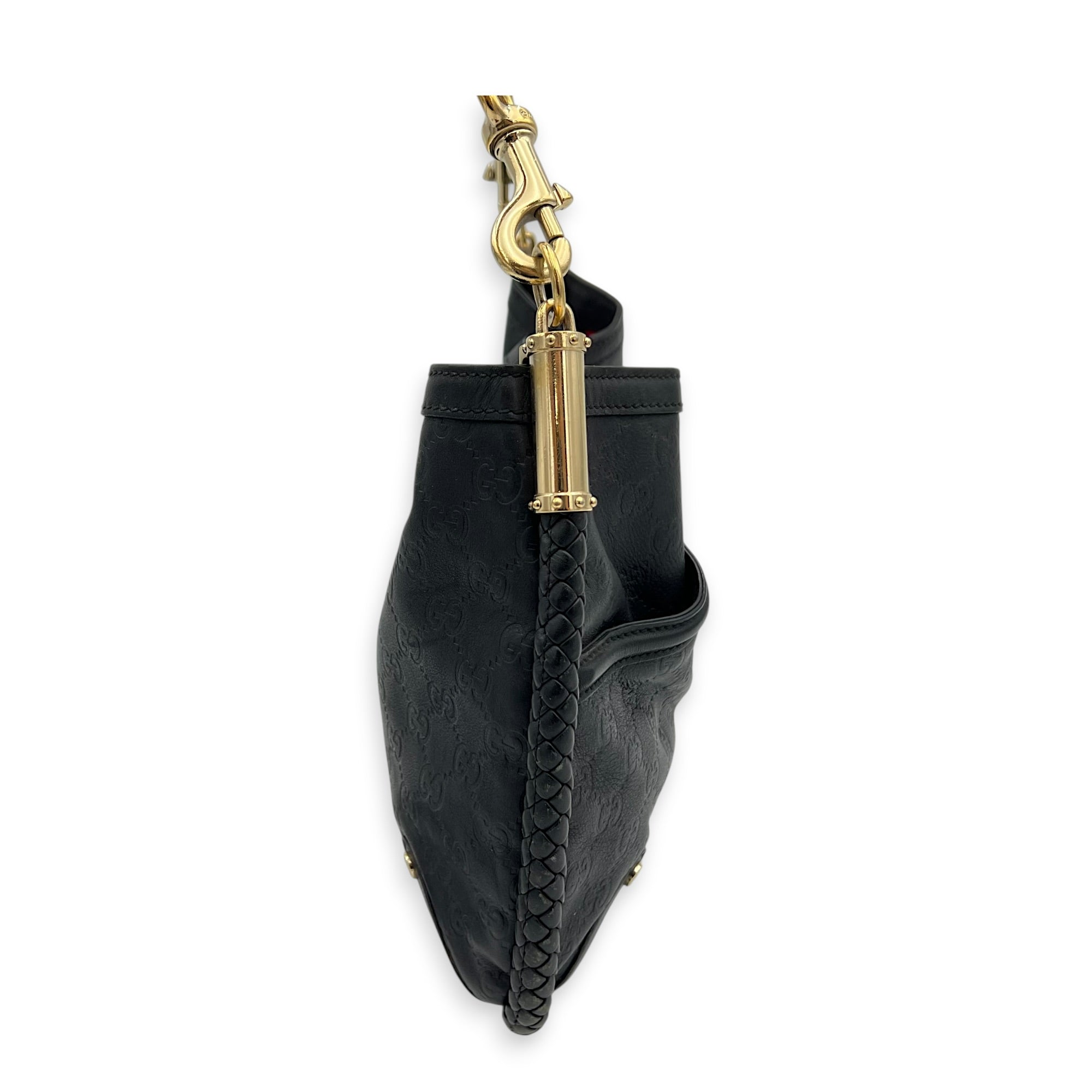 Britt Shoulder Bag Black in Calfskin, Gold hardware