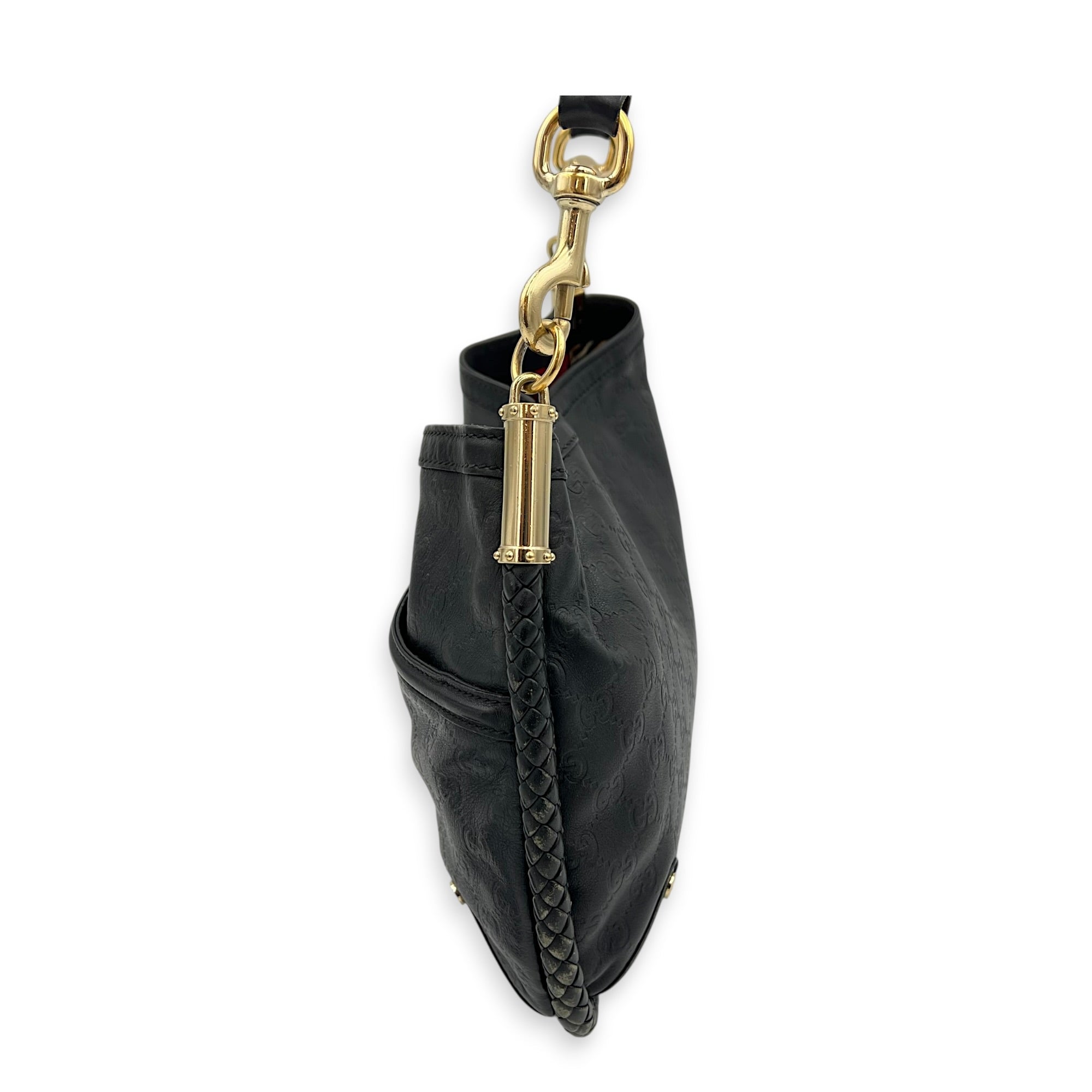 Britt Shoulder Bag Black in Calfskin, Gold hardware