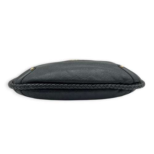 Britt Shoulder Bag Black in Calfskin, Gold hardware