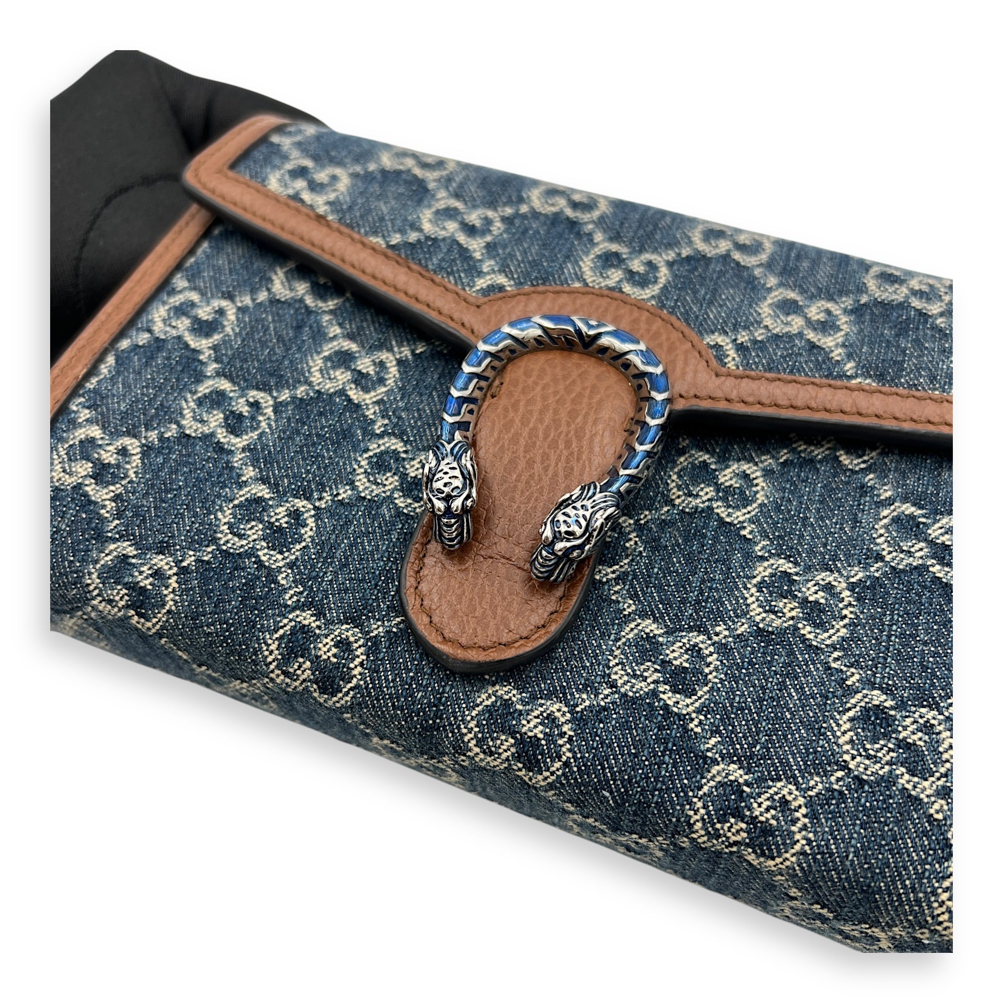 Dionysus Wallet On Chain Blue in Denim, Silver hardware