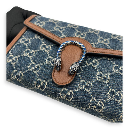 Dionysus Wallet On Chain Blue in Denim, Silver hardware