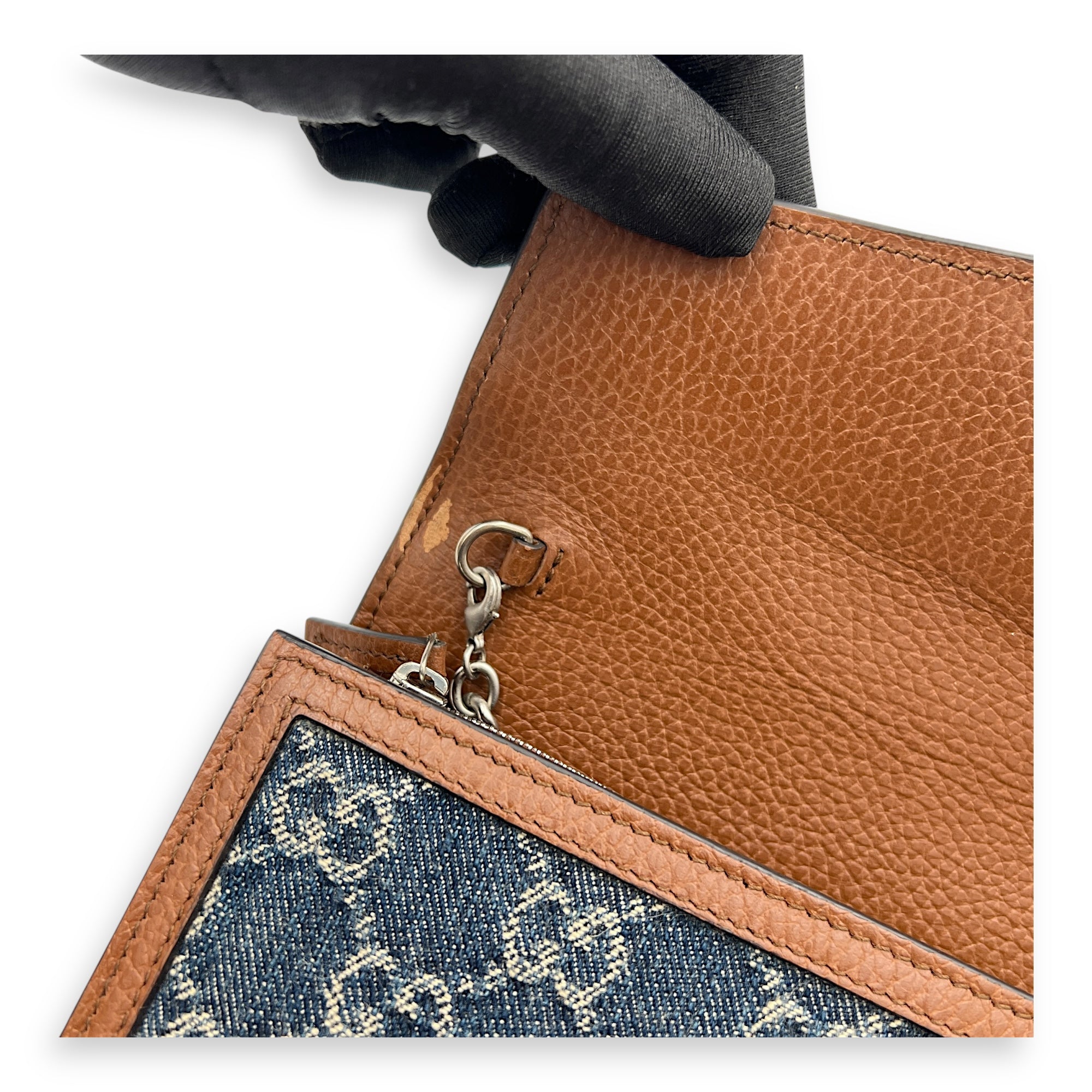 Dionysus Wallet On Chain Blue in Denim, Silver hardware