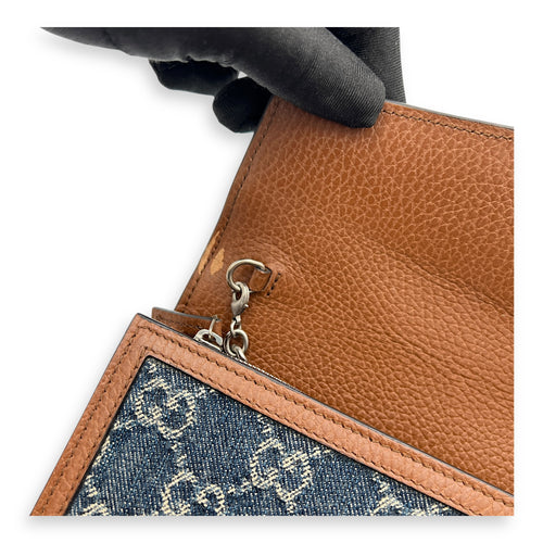 Dionysus Wallet On Chain Blue in Denim, Silver hardware