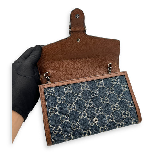Dionysus Wallet On Chain Blue in Denim, Silver hardware