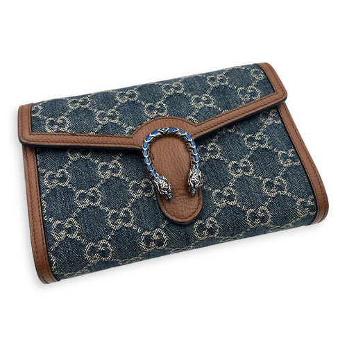 Dionysus Wallet On Chain Blue in Denim, Silver hardware