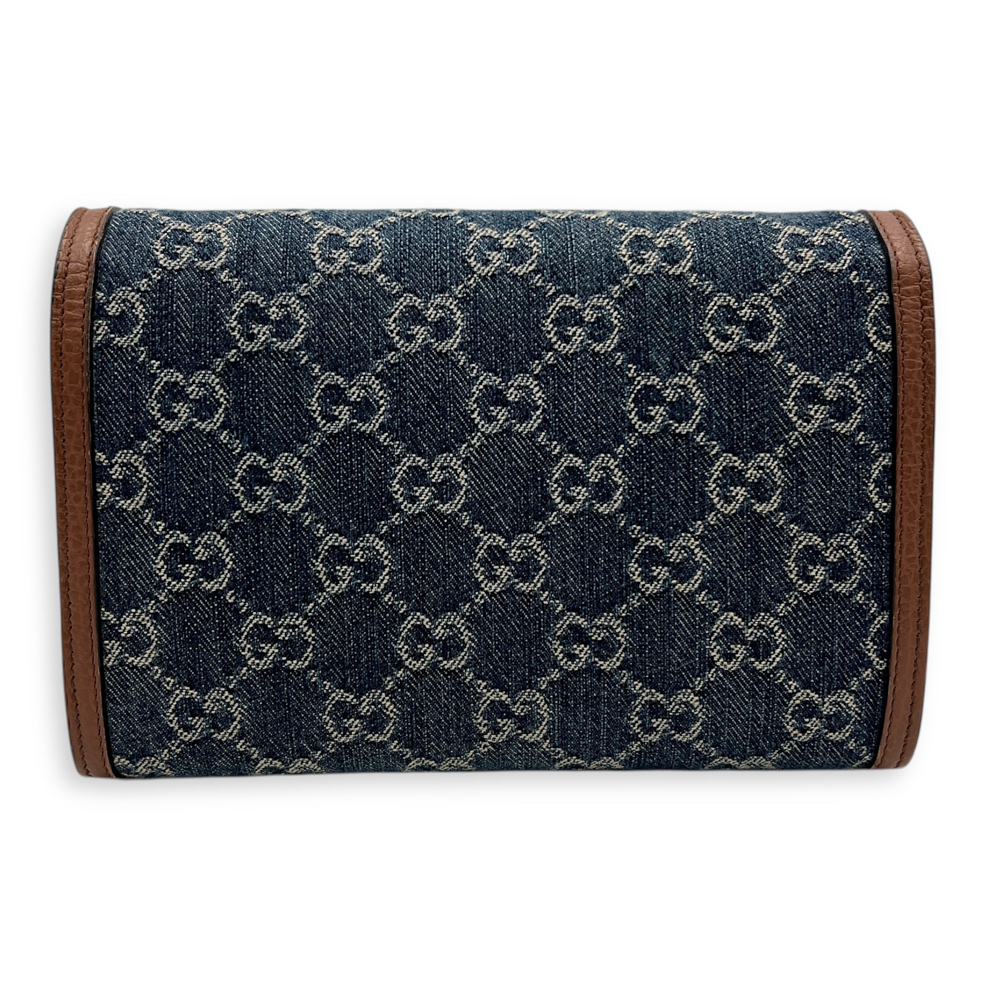 Dionysus Wallet On Chain Blue in Denim, Silver hardware