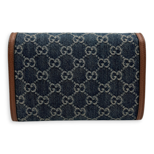 Dionysus Wallet On Chain Blue in Denim, Silver hardware