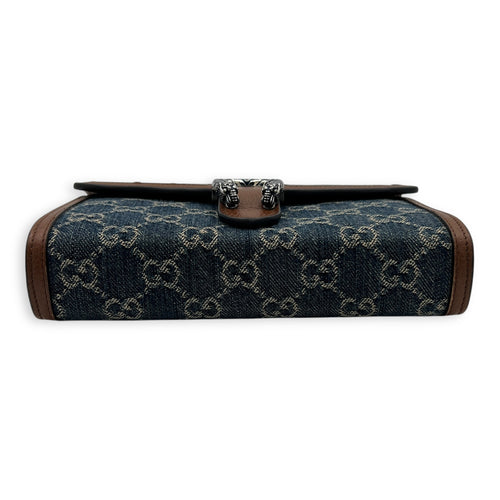 Dionysus Wallet On Chain Blue in Denim, Silver hardware
