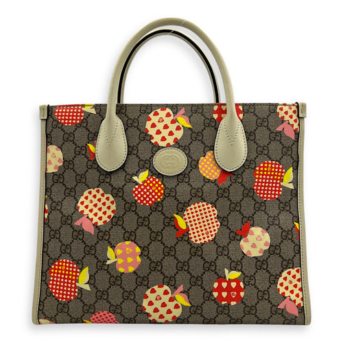 GG Interlocking Apple Tote Bag Multi-colour in Coated Canvas, Gold hardware