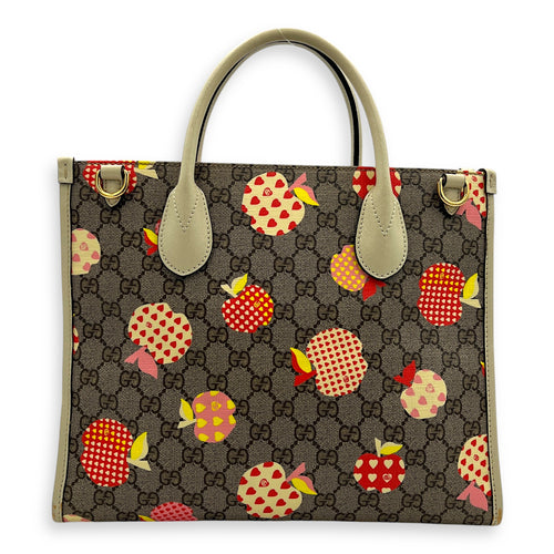 GG Interlocking Apple Tote Bag Multi-colour in Coated Canvas, Gold hardware