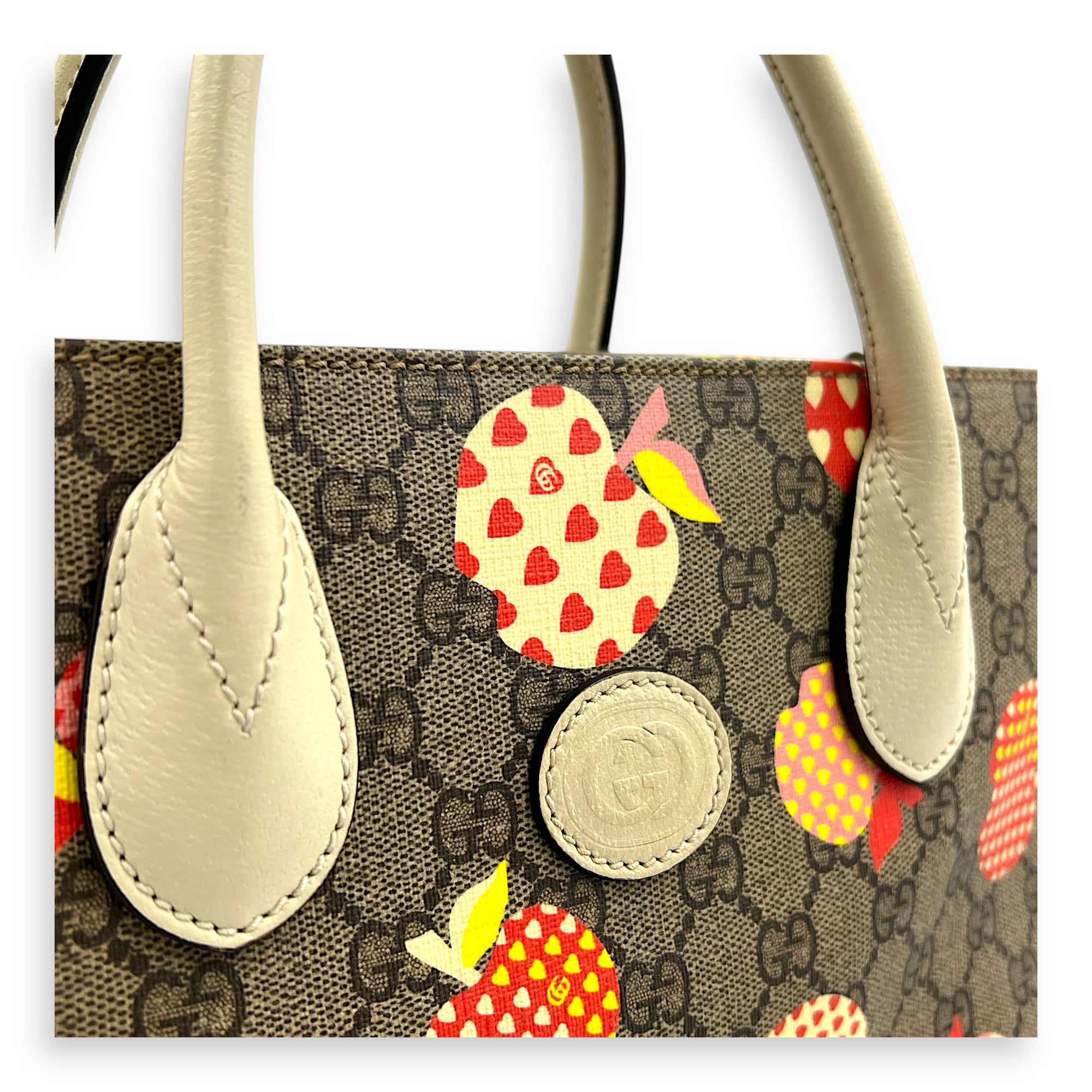 GG Interlocking Apple Tote Bag Multi-colour in Coated Canvas, Gold hardware